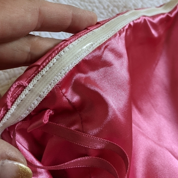 NEW York and Company Hot Pink Belted Midi Strapless Dress 8 Mod Retro Wiggle - Picture 10 of 12